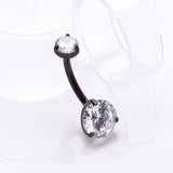 Implant Grade Titanium Blackline Internally Threaded Prong Set Belly Button Ring
