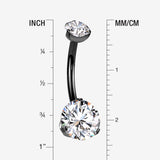 Implant Grade Titanium Blackline Internally Threaded Prong Set Belly Button Ring