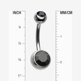 Detail View 1 of Implant Grade Titanium Internally Threaded Basic Belly Button Ring-Black