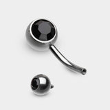 Detail View 2 of Implant Grade Titanium Internally Threaded Basic Belly Button Ring-Black