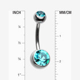 Detail View 1 of Implant Grade Titanium Internally Threaded Basic Belly Button Ring-Teal