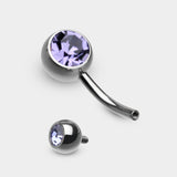Detail View 2 of Implant Grade Titanium Internally Threaded Basic Belly Button Ring-Tanzanite