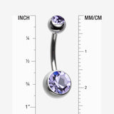 Detail View 1 of Implant Grade Titanium Internally Threaded Basic Belly Button Ring-Tanzanite
