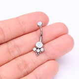 Detail View 2 of Implant Grade Titanium Internally Threaded Bali Bead Fire Opal Sparkle Belly Button Ring-White Opal/Clear Gem