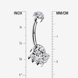 Detail View 1 of Implant Grade Titanium Royal Bali Sparkle Internally Threaded Belly Button Ring-Clear Gem
