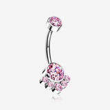 Implant Grade Titanium Royal Bali Sparkle Internally Threaded Belly Button Ring