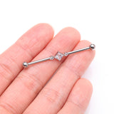 Detail View 2 of Implant Grade Titanium Diamante Sparkle Internally Threaded Industrial Barbell-Clear Gem