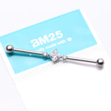Detail View 4 of Implant Grade Titanium Diamante Sparkle Internally Threaded Industrial Barbell-Clear Gem