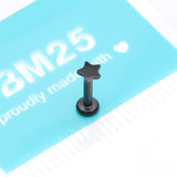 Detail View 3 of Implant Grade Titanium Blackline Star Top Internally Threaded Flat Back Stud Labret