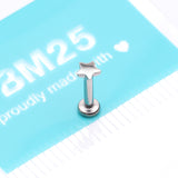 Detail View 3 of Implant Grade Titanium Star Top Internally Threaded Flat Back Stud Labret