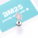 Detail View 4 of Implant Grade Titanium Brilliant Teardrop Sparkle Internally Threaded Flat Back Stud Labret-Clear Gem