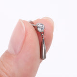 Detail View 2 of Implant Grade Titanium Gem Sparkle Teardrop Dangle Internally Threaded Flat Back Stud Labret-Clear Gem