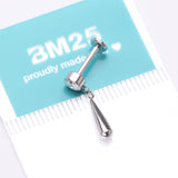 Detail View 4 of Implant Grade Titanium Gem Sparkle Teardrop Dangle Internally Threaded Flat Back Stud Labret-Clear Gem