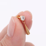 Detail View 2 of Implant Grade Titanium Golden Gem Sparkle Teardrop Dangle Internally Threaded Flat Back Stud Labret-Clear Gem