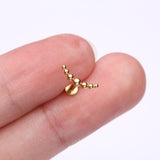 Detail View 2 of Implant Grade Titanium Golden Crescent Arc Bali Beads Top Internally Threaded Flat Back Stud Labret