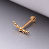 Detail View 1 of Implant Grade Titanium Golden Crescent Arc Bali Beads Top Internally Threaded Flat Back Stud Labret