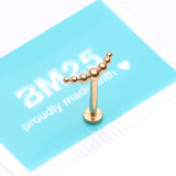 Detail View 3 of Implant Grade Titanium Golden Crescent Arc Bali Beads Top Internally Threaded Flat Back Stud Labret