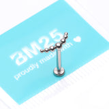 Detail View 3 of Implant Grade Titanium Crescent Arc Bali Beads Top Internally Threaded Flat Back Stud Labret