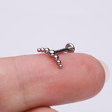 Detail View 2 of Implant Grade Titanium Crescent Arc Bali Beads Top Internally Threaded Flat Back Stud Labret