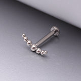 Detail View 1 of Implant Grade Titanium Crescent Arc Bali Beads Top Internally Threaded Flat Back Stud Labret