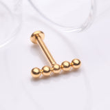 Detail View 1 of Implant Grade Titanium Golden Straight Beaded Ball Top Internally Threaded Labret Flat Back Stud