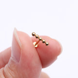 Detail View 2 of Implant Grade Titanium Golden Straight Beaded Ball Top Internally Threaded Labret Flat Back Stud
