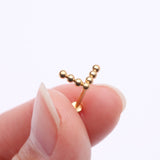Detail View 2 of Implant Grade Titanium Golden Chevron Arrow Beaded Ball Top Internally Threaded Labret Flat Back Stud