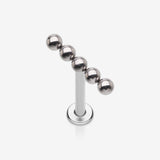 Implant Grade Titanium Straight Beaded Ball Top Internally Threaded Labret Flat Back Stud