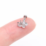 Detail View 2 of Implant Grade Titanium Butterfly Sparkle Internally Threaded Flat Back Stud Labret-Clear Gem