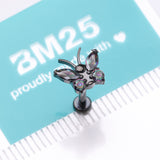 Detail View 4 of Implant Grade Titanium Blackline Butterfly Sparkle Internally Threaded Flat Back Stud Labret-Vitrail Medium