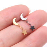 Detail View 3 of Implant Grade Titanium Crescent Moon with Star Dangle Internally Threaded Flat Back Stud Labret
