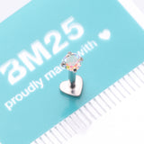 Detail View 4 of Implant Grade Titanium Prong Gem Sparkle Internally Threaded Heart Back Labret-Aurora Borealis