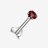 Implant Grade Titanium Prong Gem Sparkle Internally Threaded Heart Back Labret