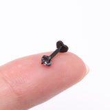 Detail View 2 of Implant Grade Titanium Blackline Prong Gem Sparkle Internally Threaded Heart Back Labret-Vitrail Medium