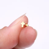 Detail View 2 of Implant Grade Titanium Golden Cross Top Internally Threaded Flat Back Stud Labret