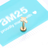 Detail View 3 of Implant Grade Titanium Golden Cross Top Internally Threaded Flat Back Stud Labret