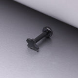 Detail View 1 of Implant Grade Titanium Blackline Cross Top Internally Threaded Flat Back Stud Labret