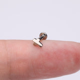 Detail View 2 of Implant Grade Titanium Cross Top Internally Threaded Flat Back Stud Labret
