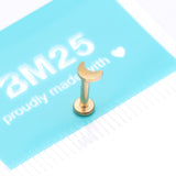 Detail View 3 of Implant Grade Titanium Golden Crescent Moon Top Internally Threaded Flat Back Stud Labret