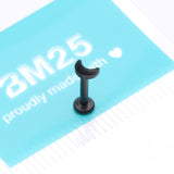 Detail View 3 of Implant Grade Titanium Blackline Crescent Moon Top Internally Threaded Flat Back Stud Labret