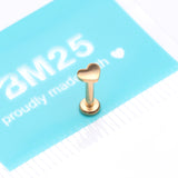 Detail View 3 of Implant Grade Titanium Golden Heart Top Internally Threaded Flat Back Stud Labret