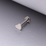Detail View 1 of Implant Grade Titanium Heart Top Internally Threaded Flat Back Stud Labret