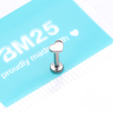 Detail View 3 of Implant Grade Titanium Heart Top Internally Threaded Flat Back Stud Labret