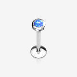 Implant Grade Titanium Fire Opal Bezel Set Top Internally Threaded Labret
