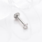 Detail View 1 of Implant Grade Titanium Internally Threaded Gem Sparkle Prong Set Labret-Clear Gem