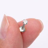 Detail View 2 of Implant Grade Titanium Internally Threaded Gem Sparkle Prong Set Labret-Clear Gem