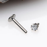 Detail View 2 of Implant Grade Titanium Star Gem Prong Set Top Internally Threaded Labret-Clear Gem