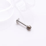 Detail View 1 of Implant Grade Titanium Obsidian Stone Ball Claw Prong Internally Threaded Flat Back Labret