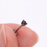 Detail View 2 of Implant Grade Titanium Obsidian Stone Ball Claw Prong Internally Threaded Flat Back Labret