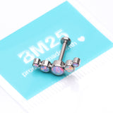 Detail View 3 of Implant Grade Titanium Journey Fire Opal Curve Top Internally Threaded Flat Back Stud Labret-Purple Opal